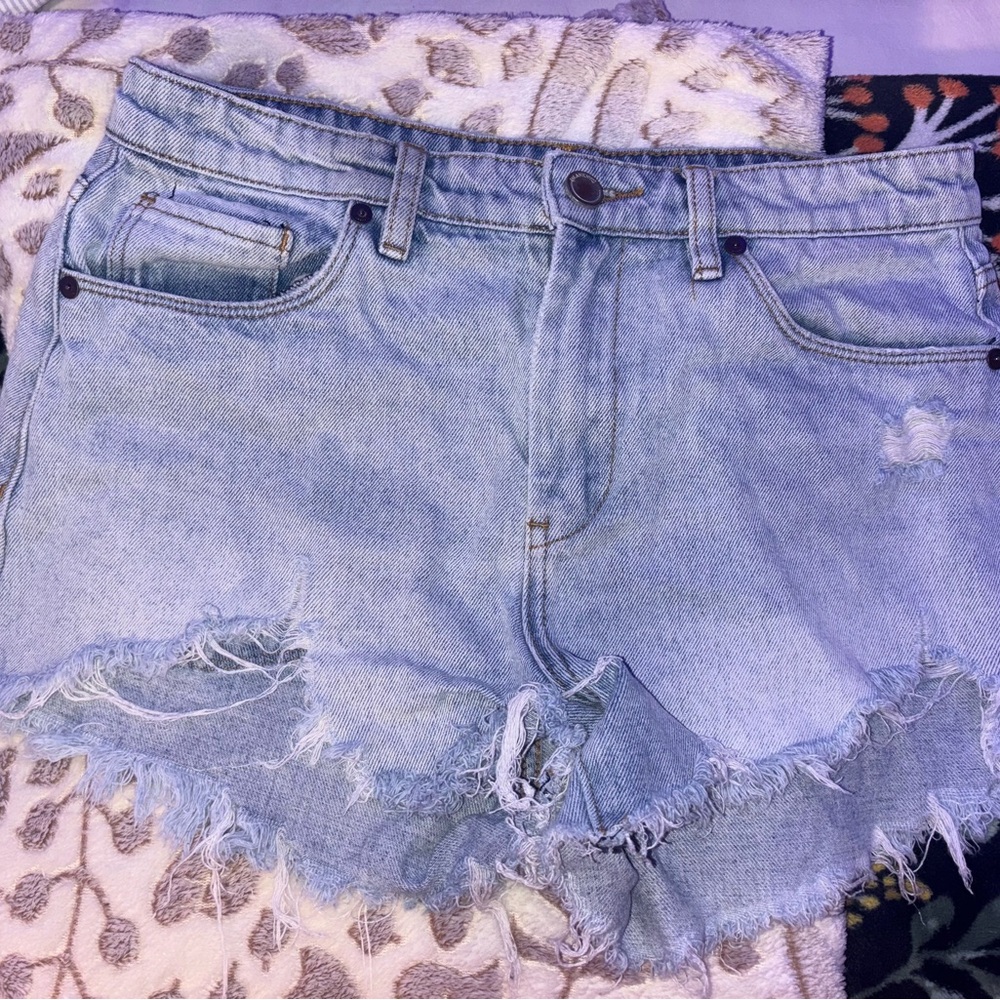 Blank NYC Light Blue Frayed Jean Shorts